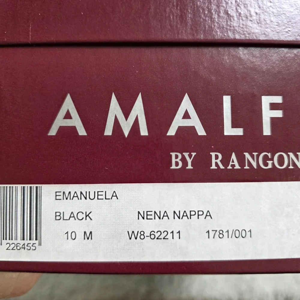 NEW Amalfi Rangoni Emanuela Black Italian‎ Leather Loafers Bow Detail 10M